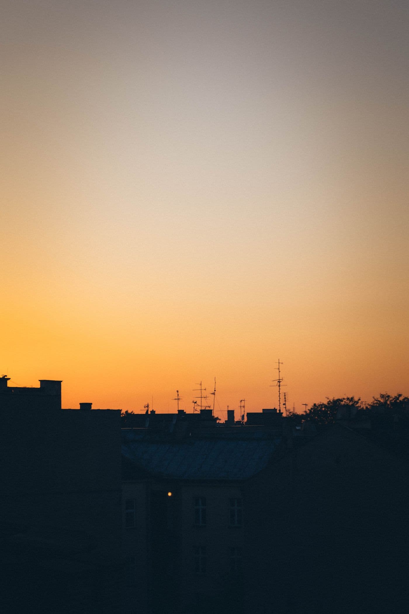 City rooftops at dusk