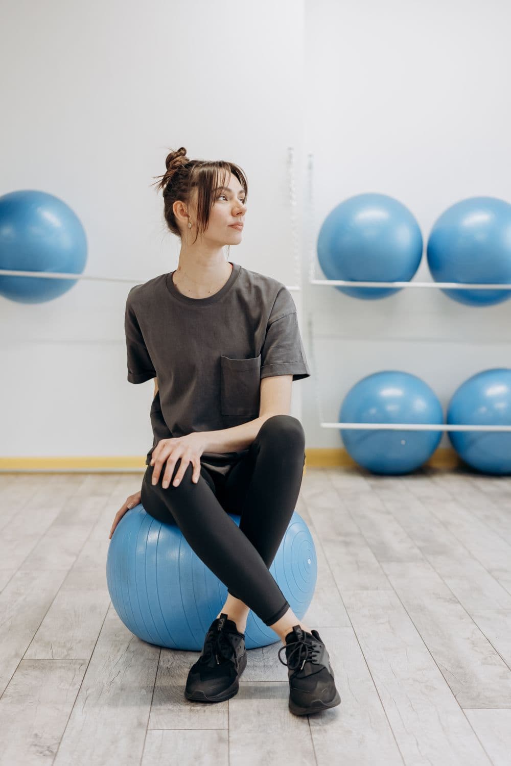Woman balancing on an exercise ball